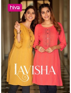 Hiva Lavisha Rayon Embroidered Short Kurti Wholesale Catalog Hiva Lavisha Rayon Embroidered Short Kurti Wholesale Catalog