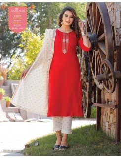 Kasturam Rayon Embroidered Kurtis With Pant And Dupatta Set Wholesale Catalog Kasturam Rayon Embroidered Kurtis With Pant And Dupatta Set Wholesale Catalog