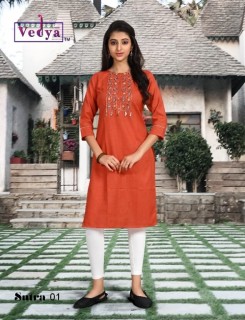 Vedya Sutra Cotton Embroidered Kurti Wholesaler Catalog Vedya Sutra Cotton Embroidered Kurti Wholesaler Catalog
