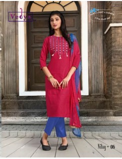 Vedya Nilay Cotton Embroidered Readymade Dress Wholesale Catalog Vedya Nilay Cotton Embroidered Readymade Dress Wholesale Catalog