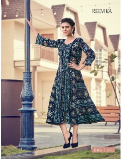Reevika Princess Rayon Print Kurti At Wholesale Rate
