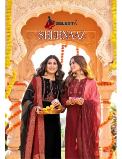 Selesta Shehnaaz Chinon Silk Kurti With Dupatta Catalog At Wholesale Rate