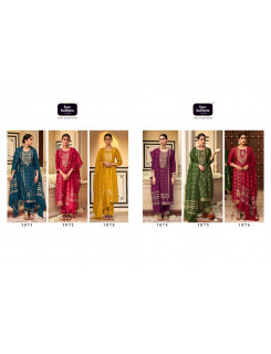 Four Buttons Naqashi Silk Churidar Salwar Suits Catalog At Wholesale Rate Four Buttons Naqashi Silk Churidar Salwar Suits Catalog At Wholesale Rate