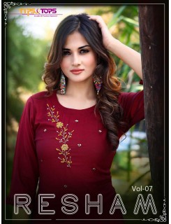 Tips and Tops Resham Vol 7 Silk Kurti Catalog At Wholesale Rate