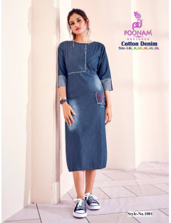 Poonam Designer Cotton Denim Kurti Catalog At Wholesale Rate Poonam Designer Cotton Denim Kurti Catalog At Wholesale Rate