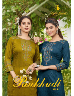 Ladies Flavour Pankhudi Vol 2 Straight Cut Kurti Catalog At Wholesale Rate