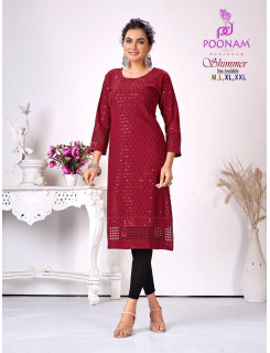 Poonam Shimmer Lucknowi Work Kurti Catalog at Wholesale Rate Poonam Shimmer Lucknowi Work Kurti Catalog at Wholesale Rate