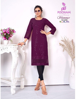 Poonam Shimmer Lucknowi Work Kurti Catalog at Wholesale Rate Poonam Shimmer Lucknowi Work Kurti Catalog at Wholesale Rate