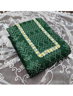 Cotton Printed Green Mirror Work Single Piece Dress Material at Wholesale Rate Cotton Printed Green Mirror Work Single Piece Dress Material at Wholesale Rate
