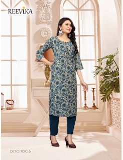 Reevika Aaina Blue Single Kurtis at Wholesale Rate
