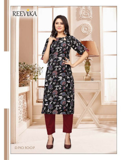 Reevika Aaina Black Cotton Single Kurtis at Wholesale Rate