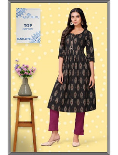 Kasturam Black Anarkali Cotton Single Kurtis at Wholesale Rate Kasturam Black Anarkali Cotton Single Kurtis at Wholesale Rate