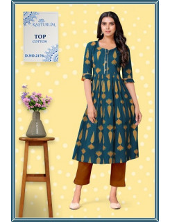 Kasturam Blue Anarkali Cotton Single Kurtis at Wholesale Rate Kasturam Blue Anarkali Cotton Single Kurtis at Wholesale Rate