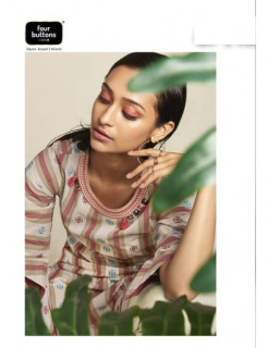 Four Buttons Cream Straight Cut Single Kurtis at Wholesale Rate  Four Buttons Cream Straight Cut Single Kurtis at Wholesale Rate