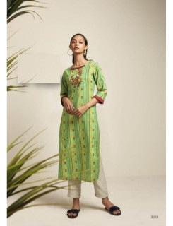Four Buttons Green Straight Cut Single Kurtis at Wholesale Rate 