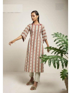 Four Buttons Cream Straight Cut Single Kurtis at Wholesale Rate 