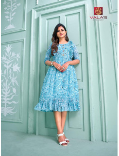 Valas Georgette Blue Tunic Single Kurtis at Wholesale Rate Valas Georgette Blue Tunic Single Kurtis at Wholesale Rate