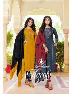 Ladies Flavour Aarohi vol 9 Embroidery Salwar Kameez Catalog at Wholesale Rate Ladies Flavour Aarohi vol 9 Embroidery Salwar Kameez Catalog at Wholesale Rate