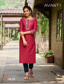 100Miles Avanti Office Wear Kurtis Catalog At Wholesale Rate