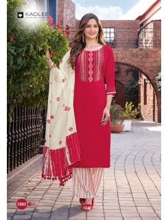 Kadlee Flowery Kurti with Plazzo and Dupatta Catalog at Wholesale Rate