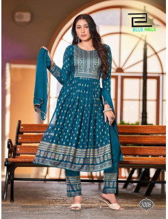 Blue Hills Festival Night vol 7 Naira Cut Kurti with Pant and Dupatta Catalog at Wholesale Rate