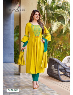 Wooglee Fashion Pritam Naira Cut Kurti with Pant and Dupatta Catalog at Wholesal Rate