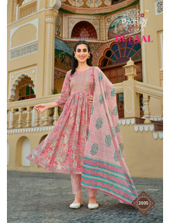 Radhika Lifestyle Gulaal vol 2 Naira Cut Kurti with Pant and Dupatta Catalog at Wholesale Rate