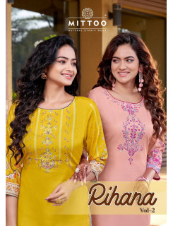 Mittoo Rihana vol 2 Straight Cut Kurti Catalog at Wholesale Rate