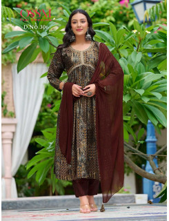 Ossm Resham Vol 3 Naira Cut Kurti with Pant and Dupatta Set Catalog at Wholesale Rate