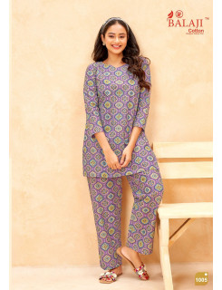 Balaji Cotton Maryam Co Ord Set Top With Bottom Catalog at Wholesale Rate