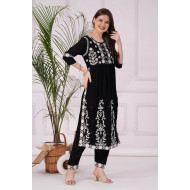 Reevika Black Lucknowi Work Kurti Pant Catalog at Wholesale Rate 