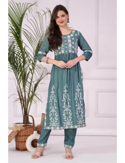 Poonam Gorgeous Lucknowi 3pices Latest Kurti Design Patterns 2021 this  catalog fabric is cotton