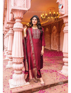 Anju Fabrics maroon Single piece suits Catalog at Wholesale Rate