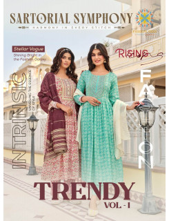 Passion Tree Trendy Vol 1 Naira Cut Kurti Bottom Dupatta Catalog at Wholesale Rate