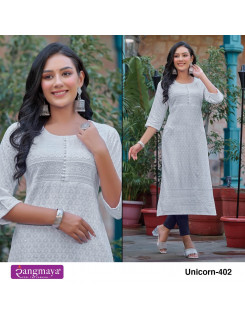 Rangmaya Unicorn Vol 4 Schiffli Designer Kurti Catalog at Wholesale Rate