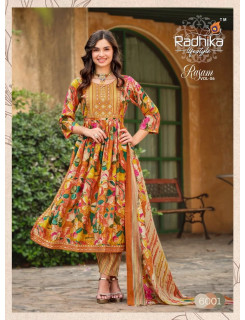 Radhika Lifestyle Rasam Vol 6 Naira Cut Kurti Pant With Dupatta Catalog at Wholesale Rate