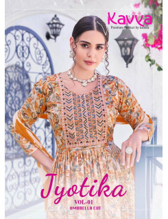 Kavya Jyotika vol 1 A Line Kurti Bottom Dupatta Catalog at Wholesale Rate