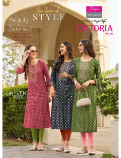 Diya Trends Victoria Vol 9 Rayon Kurti  Catalog at Wholesale Rate