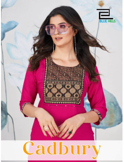 Blue Hills Cadbury Rayon Kurti Catalog at Wholesale Rate