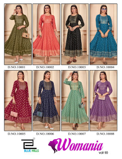 Blue Hills Womaniya Vol 10 Anarkali Kurti Catalog at Wholesale Rate Blue Hills Womaniya Vol 10 Anarkali Kurti Catalog at Wholesale Rate