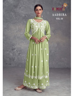 Vamika Adhira Vol 10 Naira Cut Kurti Plazo Dupatta Catalog at Wholesale Rate