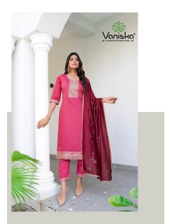 Vaniska Fiza Vo 2 Straight Cut Kurti Bottom Dupatta Catalog at Wholesale Rate