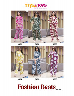 Tips And Tops Fashion Beats Vol 08 Co Ord Set Catalog at Wholesale Rate Tips And Tops Fashion Beats Vol 08 Co Ord Set Catalog at Wholesale Rate