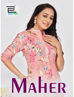Blue Hills Maher Rayon Kurti Catalog at Wholesale Rate