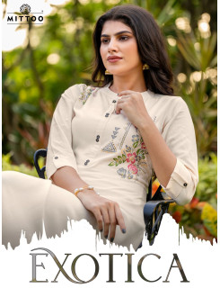 Mittoo Kurti Exotica Rayon Kurti Catalog at Wholesale Rate