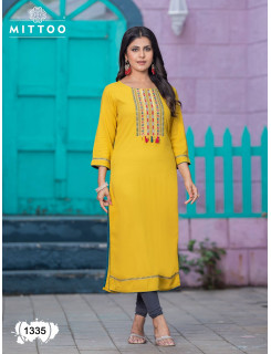 Mittoo Kurti Palak Vol 39 Rayon Kurti Catalog At Wholesale Rate