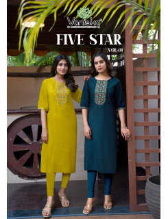 Vaniska Five Star Embroidery Kurti Catalog at Wholesale rate