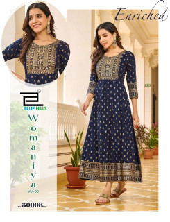 Blue Hills Womaniya Vol 30 Anarkali Kurti Catalog at Wholesale Rate Blue Hills Womaniya Vol 30 Anarkali Kurti Catalog at Wholesale Rate