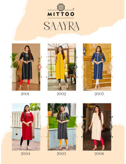 Mittoo Kurti Saayra Rayon Kurti Catalog at Wholesale Rate
