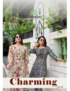 Vaniska Charming Vol 2 Rayon Kurti Catalog at Wholesale Rate